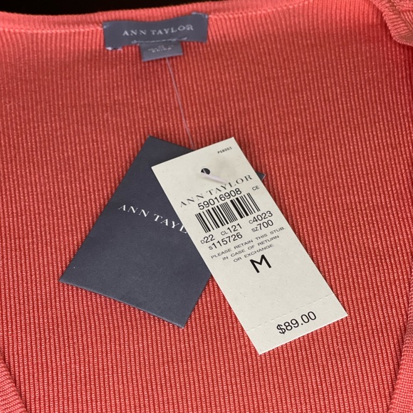 ANN TAYLOR Orange Coral Button-Up Knit Cardigan Sweater - NWT - Picture 3 of 11